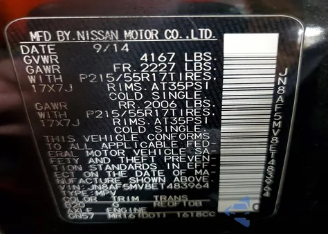 2014 Nissan Juke S z USA, uszkodzony, nr VIN JN8AF5MV8ET483964